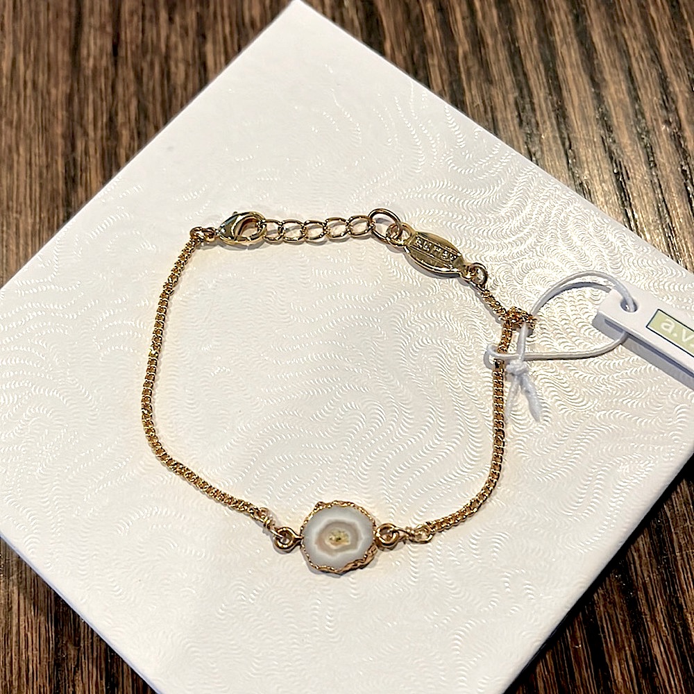 A.V. Max Grey Druzzy Stone Gold Plated Bracelet Nwt